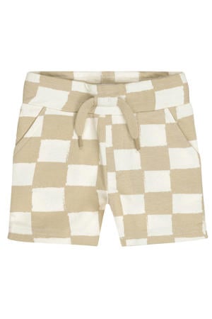 loose geruite sweatshort beige