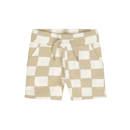 Dirkje loose geruite sweatshort beige Korte broek Jongens Stretchkatoen - maat 116 afbeelding