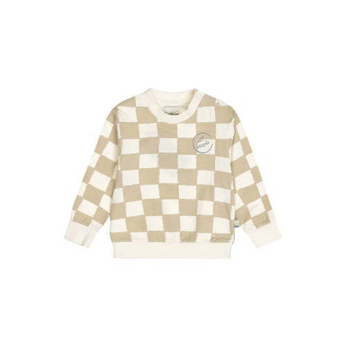 Dirkje geruit sweater beige Jongens Stretchkatoen Ronde hals Ruit - maat 116 afbeelding