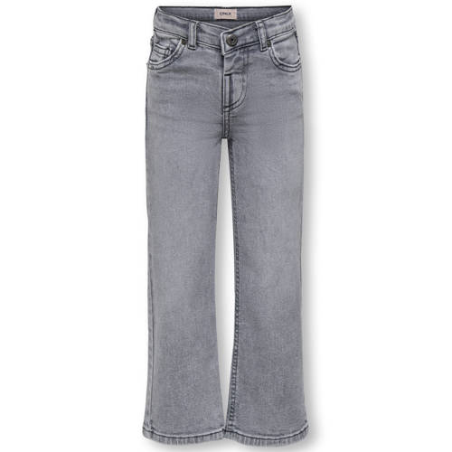 KIDS ONLY MINI high waist wide leg jeans grey denim Grijs Effen - maat 122 afbeelding