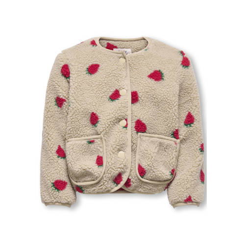 KIDS ONLY MINI teddy jas beige All over print - maat 116 afbeelding