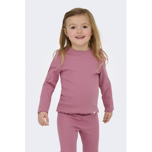 KIDS ONLY MINI longsleeve roze Meisjes Stretchkatoen Ronde hals Effen - maat 92 afbeelding