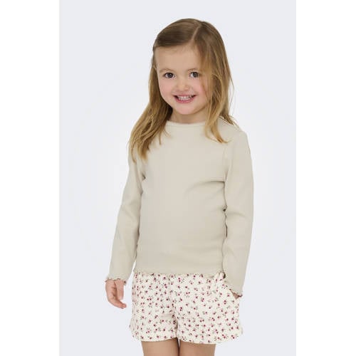 KIDS ONLY MINI longsleeve beige Meisjes Stretchkatoen Ronde hals Effen - maat 104 afbeelding