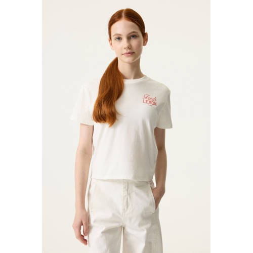 Garcia T-shirt met backprint wit Meisjes Katoen Ronde hals Backprint - maat 140 afbeelding