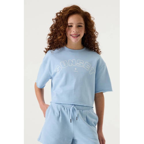 Garcia sweater blauw Meisjes Katoen Ronde hals Tekst - maat 152 afbeelding