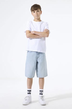 baggy regular waist short light blue denim