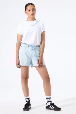 denim relaxed short light blue denim