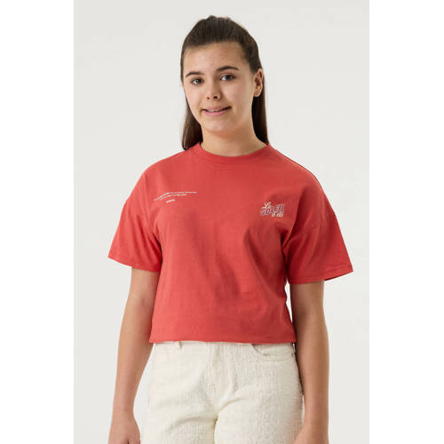 Garcia T-shirt met backprint rood Meisjes Katoen Ronde hals Backprint - maat 140 afbeelding