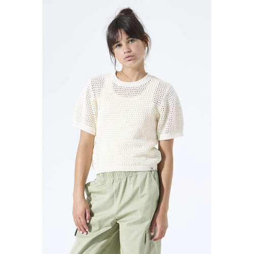 Garcia gebreide trui ecru gehaakt Sweater Meisjes Katoen Ronde hals Effen - maat 128 afbeelding