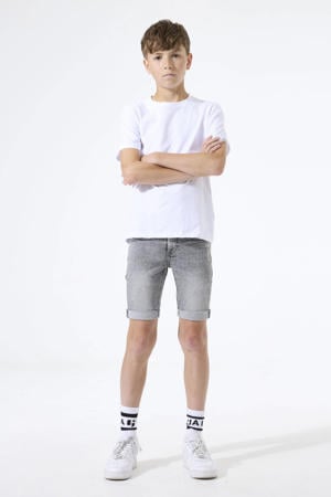 slim regular waist short grey denim