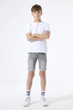 slim regular waist short grey denim