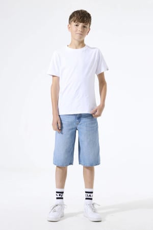 baggy regular waist short medium blue denim