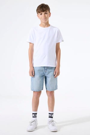 straight regular waist short light blue denim