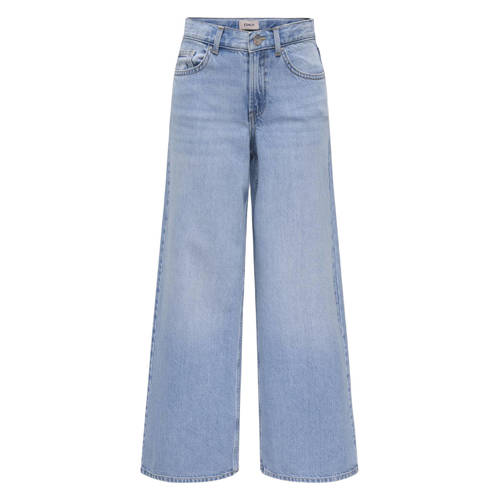 KIDS ONLY GIRL high waist wide leg jeans light blue denim Blauw Effen - maat 134 afbeelding