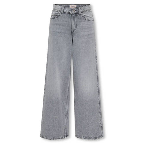 KIDS ONLY GIRL high waist wide leg jeans grey denim Grijs Effen - maat 164 afbeelding