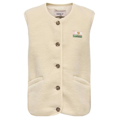 KIDS ONLY GIRL teddy gilet ecru Effen - maat 164 | Gilet van ONLY afbeelding