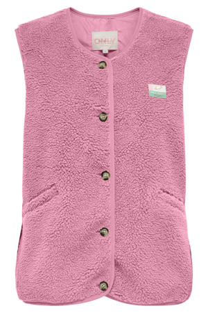 teddy gilet roze