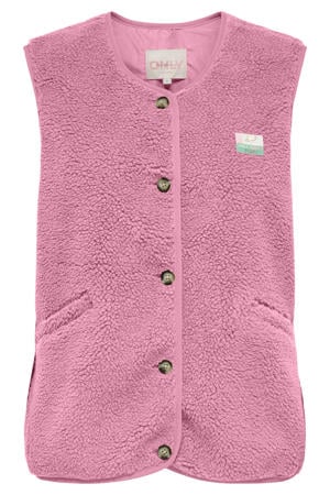 teddy gilet roze