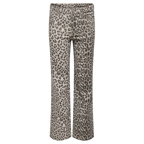 KIDS ONLY GIRL wide leg jeans met panterprint beige Meisjes Stretchdenim - maat 128 afbeelding