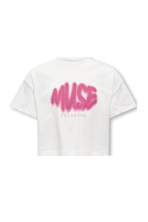 T-shirt wit/roze