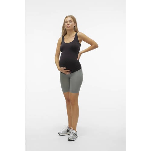 MAMALICIOUS slim high waist zwangerschaps biker short groen Korte broek Dames Polyamide - maat S/M afbeelding