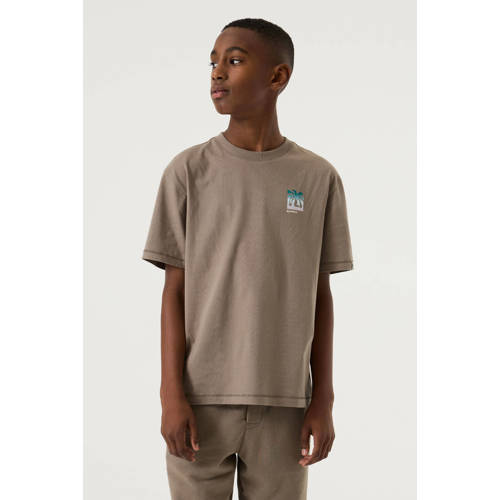 Garcia T-shirt met backprint taupe Bruin Meisjes Katoen Ronde hals Backprint - maat 164/170 afbeelding