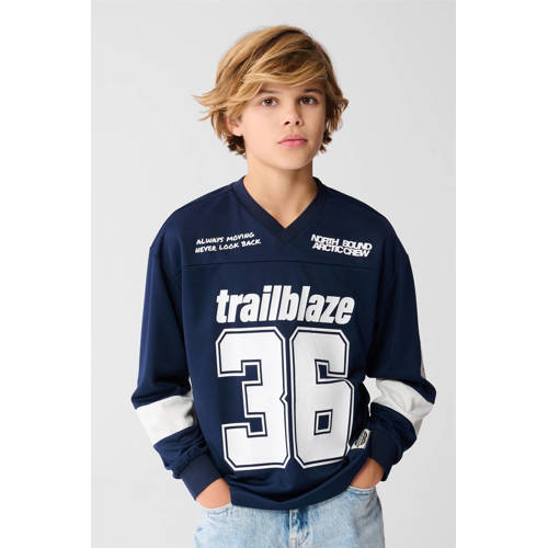 Shoeby longsleeve blauw Jongens Polyamide V-hals Printopdruk - maat 134/140 afbeelding
