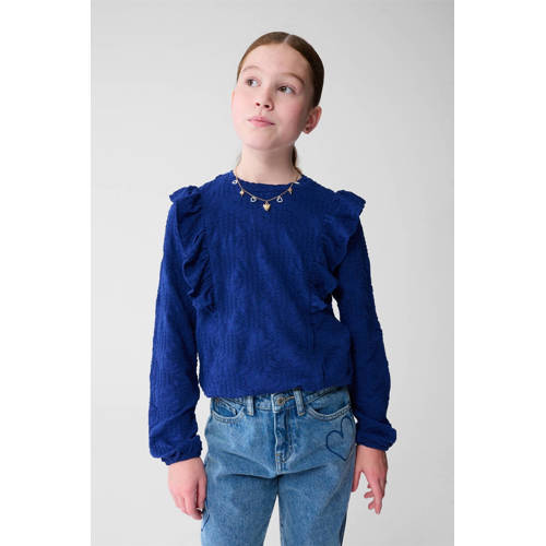 Shoeby longsleeve blauw Meisjes Katoen Ronde hals Effen - maat 158/164 afbeelding