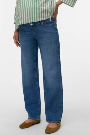 high waist zwangerschaps wide leg jeans medium blue denim