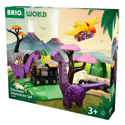Ravensburger BRIO World 36094 Avonturenset met dinosaurussen | Set speelgoedtreintjes voor kinderen vanaf 3 jaar Bouwset