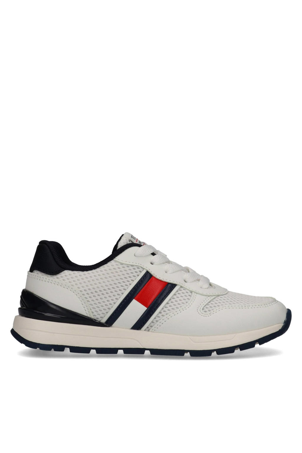 Wit en blauwe jongens Tommy Hilfiger Jan sneakers van 35% polyester / 65% pu met veters