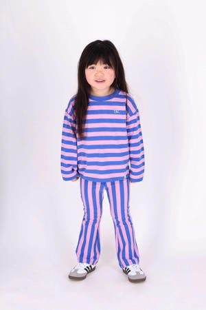 gestreepte flared broek roze/blauw