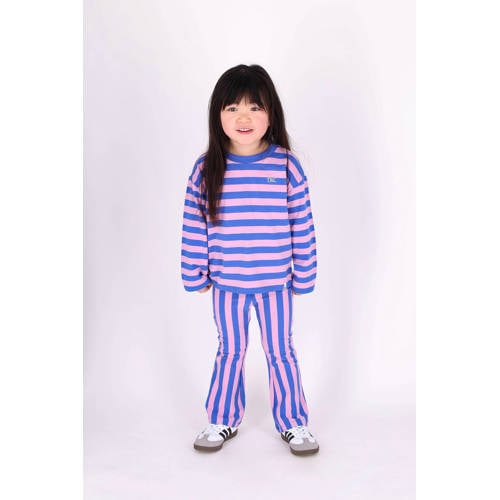 The New Chapter gestreepte flared broek roze Meisjes Stretchkatoen Streep - maat 110 afbeelding