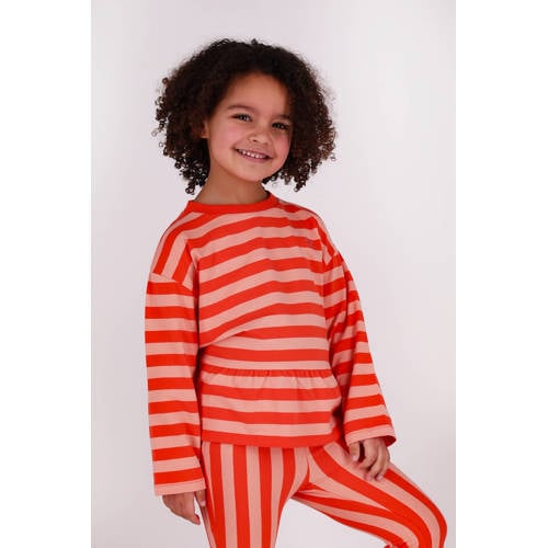 The New Chapter gestreepte longsleeve rood Meisjes Stretchkatoen Ronde hals - maat 116 afbeelding