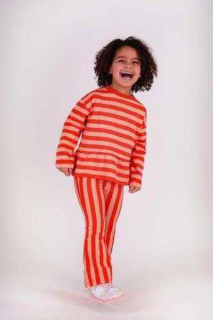 flared gestreepte legging rood
