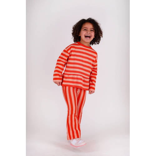The New Chapter flared gestreepte legging rood Broek Meisjes Stretchkatoen - maat 104 afbeelding