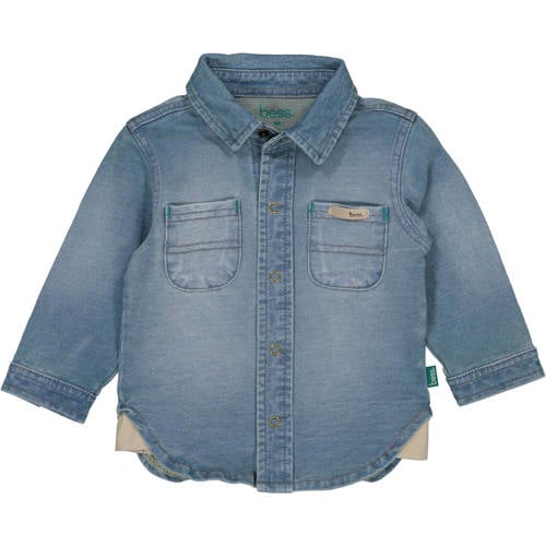 BESS jog denim overhemd stonewashed Blauw Effen - maat 74 afbeelding