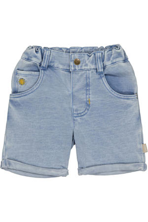 regular waist short light blue denim