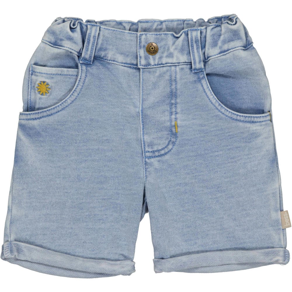 Light blue denim jongens BESS regular waist short van jog denim met drukknoopsluiting en effen