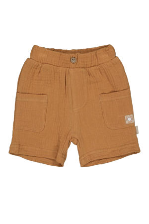 regular waist casual short bruin met textuur