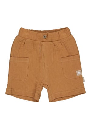 regular waist casual short bruin met textuur