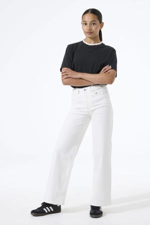 Annemay Wide high waist wide leg jeans wit