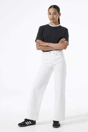 Annemay Wide high waist wide leg jeans wit