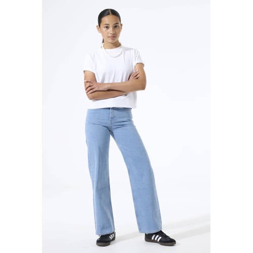 Garcia high waist straight leg jeans medium blue denim Blauw Effen - maat 158 afbeelding