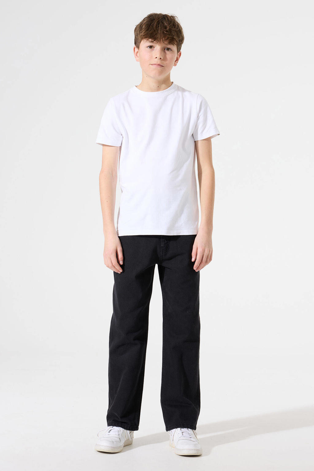 Black denim jongens Garcia Ilyano Straight straight leg jeans black van denim met rits- en knoopsluiting en effen