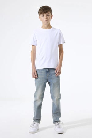 tapered jeans medium blue denim