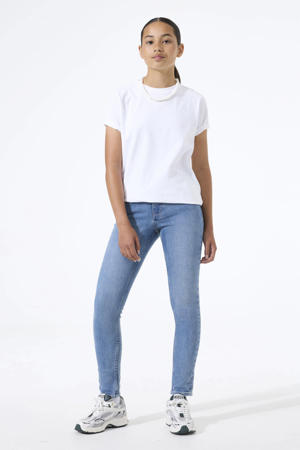 high waist slim fit jeans medium blue denim