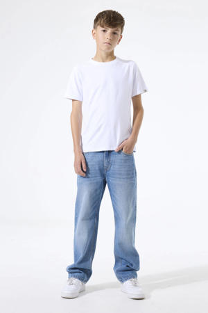 straight leg jeans medium blue denim