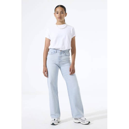 Garcia high waist straight leg jeans light blue denim Blauw Effen - maat 170 afbeelding