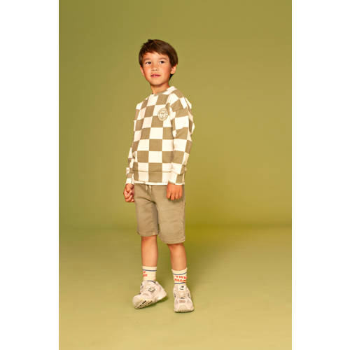 Stains&Stories geruit sweater beige Jongens Katoen Ronde hals Ruit - maat 140 afbeelding